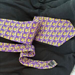 Rivalry Threads Purple and Gold Graphic Tie